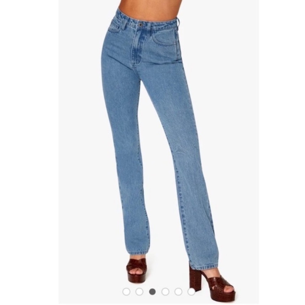 WeWoreWhat The Icon Jean High Rise Straight Leg Blue Denim Steel Size 24